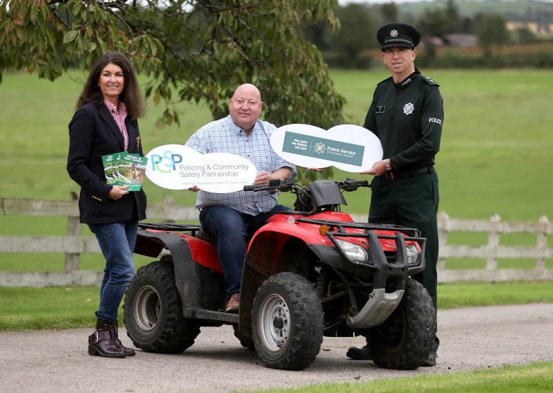 Pauline Nelmes from Trackkit Ltd, PCSP Chairperson Alderman Adrian McQuillan and Inspector Bjorn O’Brien.