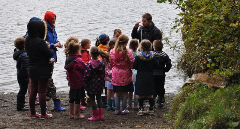 Dr Nic Wright, Causeway Coast and Glens Borough Council Museum Services, leads a workshop on flints and fishes for Primary 4 children from St Malachy’s Primary School and The Irish Society Primary School as part of the Mountsandel Field School project.