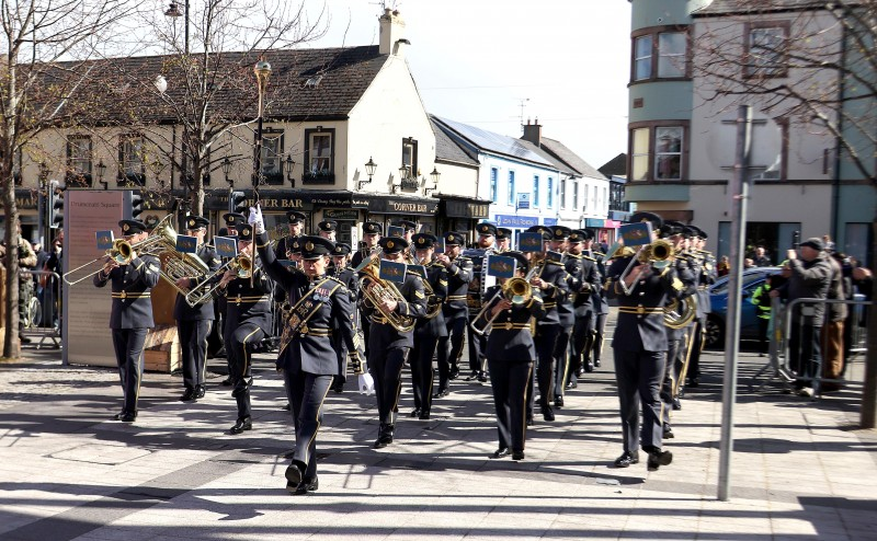 The Central Band of the Royal Air Force perform in Drumceatt Square to bring a close to the Freedom of the Borough event.