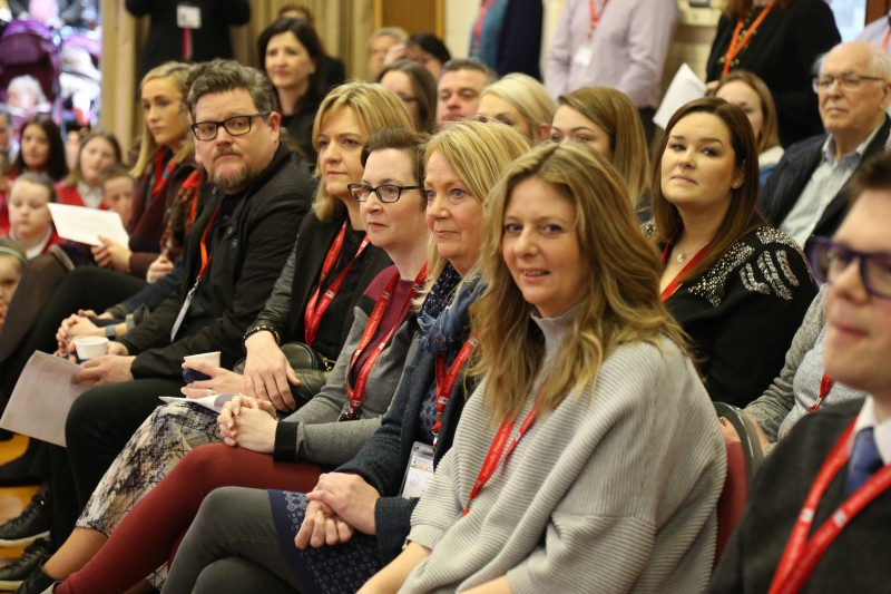 Some of the business volunteers who took part in the Primary Futures event at Ballysally Primary School.