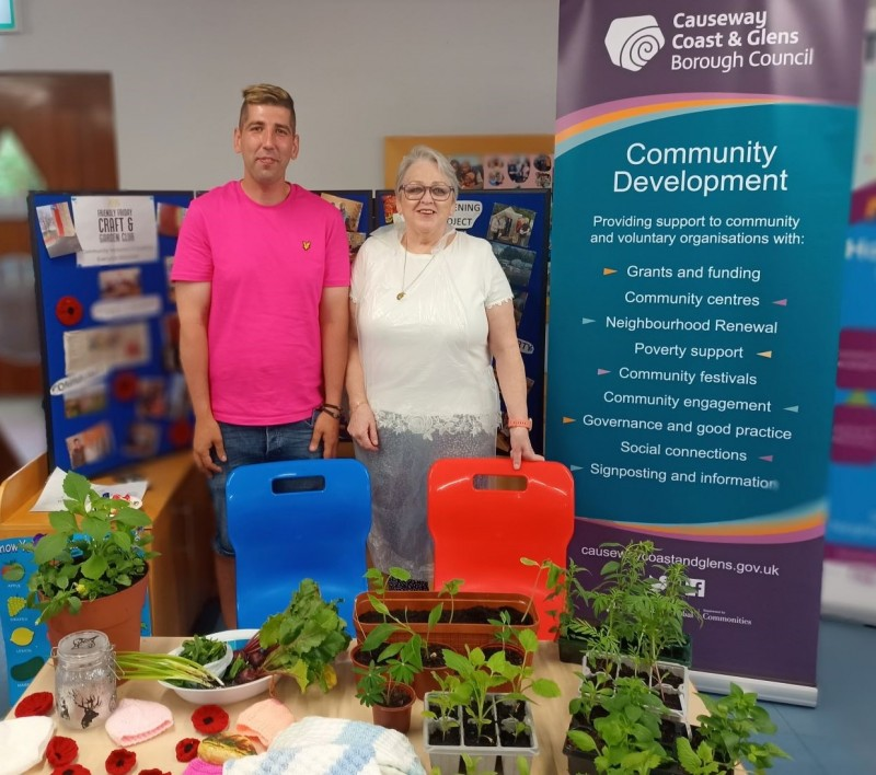 Samuel Stewart and Eileen Smyth of Friendly Friday Club at the Big Community Vote in Ballykelly