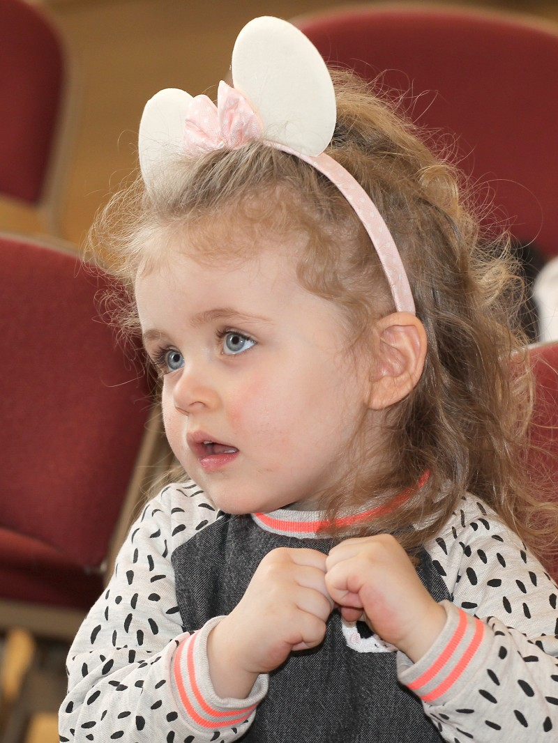 Listening intently during the storytelling event in Ballymoney Town Hall.