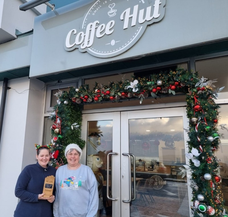 Blandina O’Hara and Kathy Kinsella of The Coffee Hut Portstewart, really focussed on a festive and winning welcome for their customers.