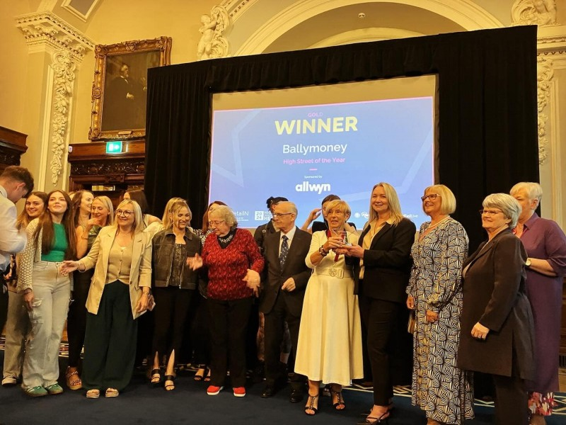 Winners of High Street of the Year Ballymoney, including Winnie Mellett (centre) from The Winsome Lady, pictured at the High Street Hero Northern Ireland Awards ceremony held in Belfast City Hall.