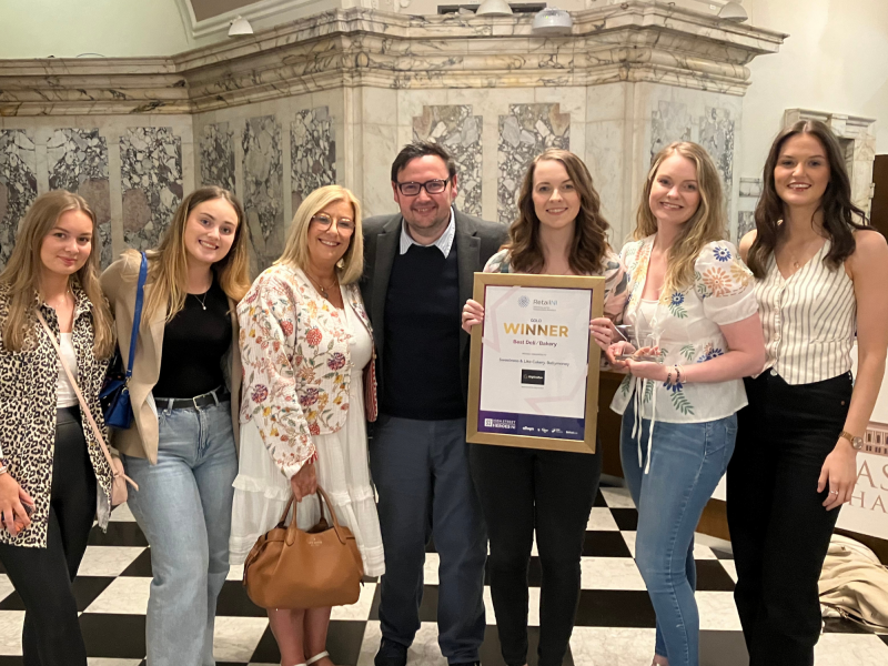 Councillor Lee Kane with the team from Sweetness and Light Cakery, Ballymoney who won Best Deli/Bakery at the 2024 High Street Hero Northern Ireland Awards.