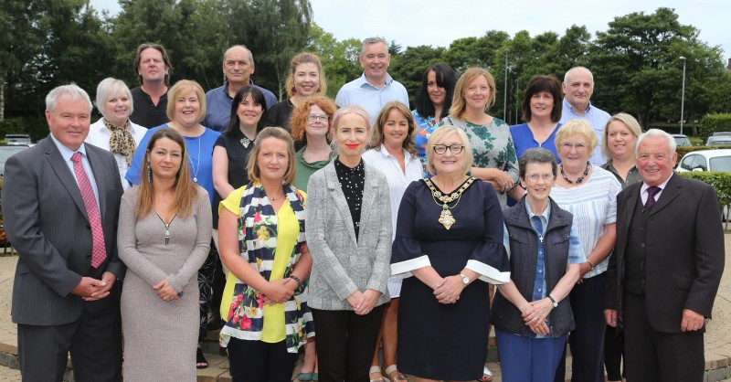 The Mayor of Causeway Coast and Glens Borough Council Councillor Brenda Chivers pictured with representatives from the Causeway Advice Consortium which includes Citizens Advice Causeway, Limavady Community Development Initiative and Glenshane Community Development Group, who have successfully secured a new three-year contract to provide advice services to local residents across the Causeway Coast and Glens area. Also included in the photograph are representatives from Department for Communities and Council.