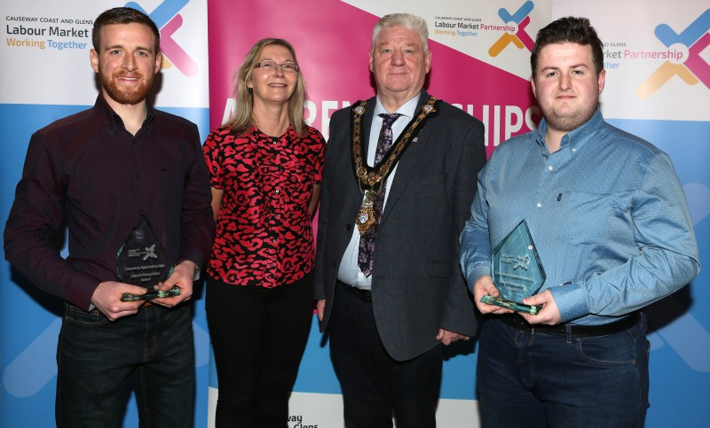 Mayor of Causeway Coast and Glens, Councillor Steven Callaghan alongside Samuel Gilmore, Marie Donaghy from NRC and Jack Edgar.
