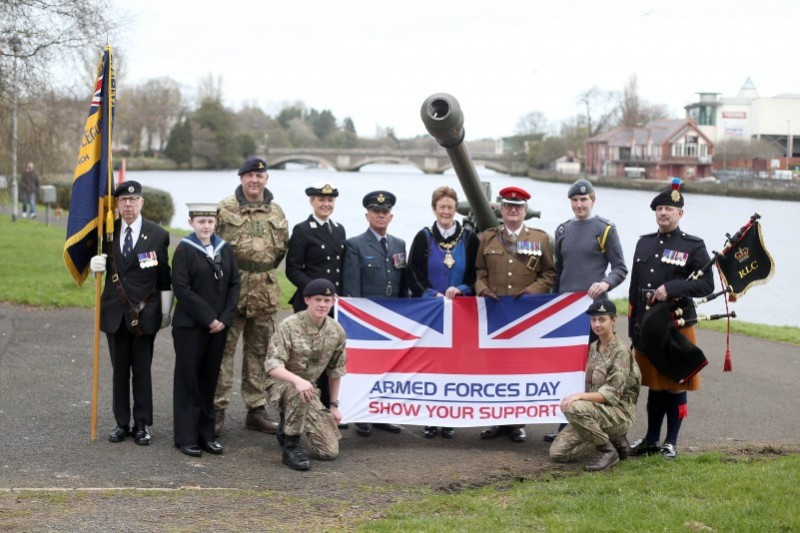 The Mayor of Causeway Coast and Glens Borough Council Councillor Joan Baird OBE is joined in Christie Park by Service personnel, cadets and RBL representatives for the launch of Armed Forces Day which takes place in Coleraine on Saturday 23rd June. Armed Forces Day provides an opportunity to say ‘thank you’ to troops, families, veterans and cadets. It's the first time the regional showcase has been held in Coleraine.