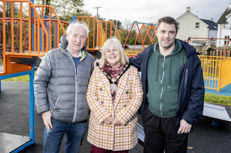 Deputy Mayor of Causeway Coast and Glens, Councillor Margaret Anne McKillop with Gerry Burns from Armoy Community Association and Padraig McFetridge