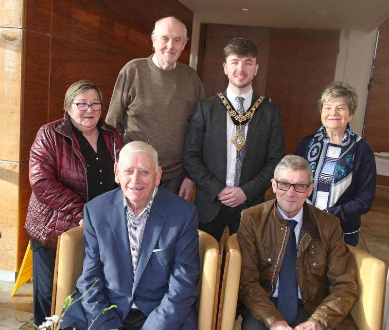 The Mayor of Causeway Coast and Glens Borough Council Councillor Sean Bateson who held a special reception in Cloonavin for Castlerock Wednesday Club, pictured with Victor Callaghan, William King, Daphne King, Hazel Woodend and Harold Woodend.