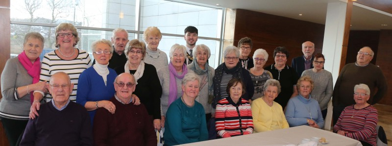 The Mayor of Causeway Coast and Glens Borough Council Councillor Sean Bateson pictured with members of Castlerock Wednesday Club at a special event held in Cloonavin.