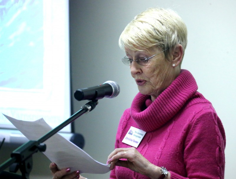 Christine Turner from The Causeway Yarnspinners pictured at the event in Kilrea Town Hall which explored the Sam Henry collection.