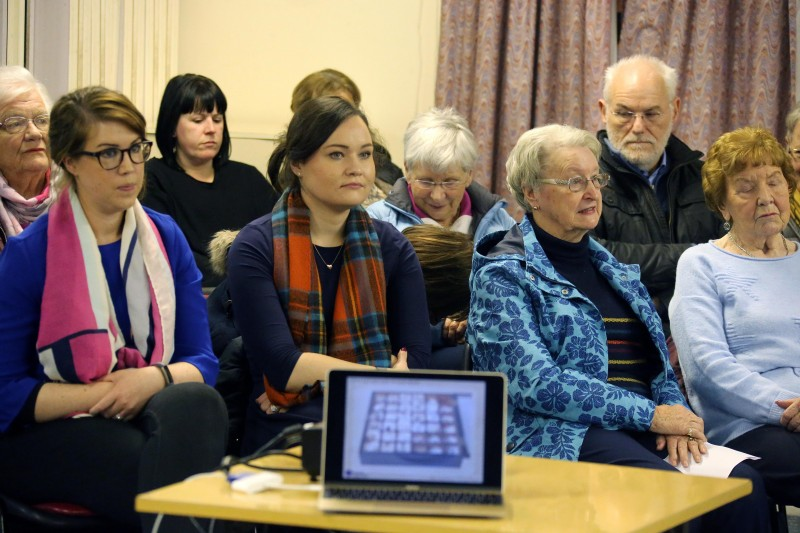 Pictured are some of those who attended the Causeway Yarnspinners evening of poetry, song and stories in Kilrea Town Hall.