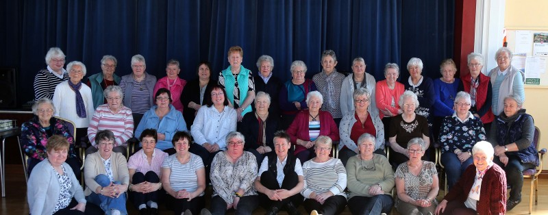 Members of Cloughmills Crochet Group who created a large hanging wall feature demonstrating their interpretation of shared space.