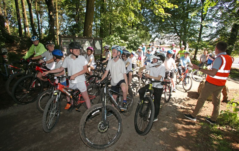 School children from Carhill Integrated Primary School, Garvagh Primary School and St Patrick’s & St Joseph’s Primary School, Glenullin pictured taking part in the official launch of the Garvagh Forest Trails Project.