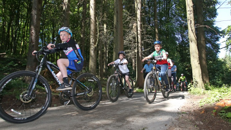 School children from Carhill Integrated Primary School, Garvagh Primary School and St Patrick’s & St Joseph’s Primary School, Glenullin pictured taking part in the official launch of the Garvagh Forest Trails Project.