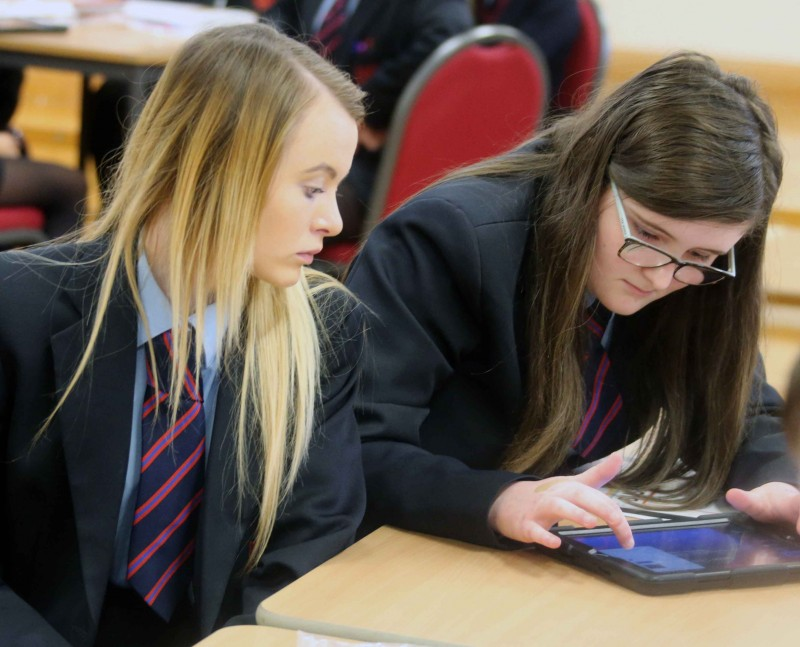 Claudia McAvennie and Megan Maura pictured at the Digital Youth launch event delivered by Causeway Coast and Glens Borough Council and Young Enterprise NI.
