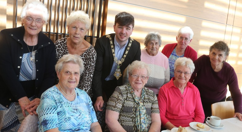 The Mayor of Causeway Coast and Glens Borough Council Councillor Sean Bateson pictured with members of Ballymoney Evergreen Club. who attended a civic reception for in Cloonavin recently