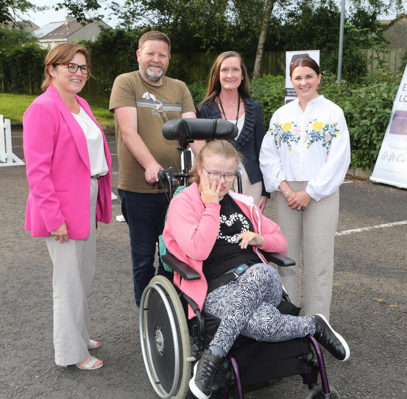 Julienné Elliott, TVM Manager, Gregg McClements (Lilia’s dad), Rhonda Williamson, Department for Communities, Sara Adair, Tourism Events Coordinator and Lilia McClements (Winners of naming competition with TVM manager & funder).