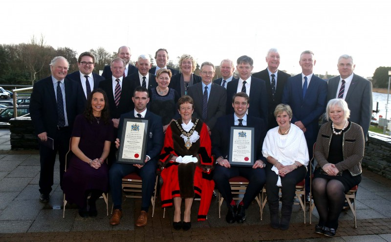 The new Freemen pictured with members of Causeway Coast and Glens Borough Council following the Freedom ceremony.