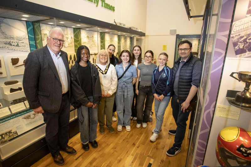 - Deputy Mayor of Causeway Coast and Glens Councillor Margaret-Anne McKillop, Councillor Bill Kennedy and Councillor Lee Kane with students from Vanves, France.