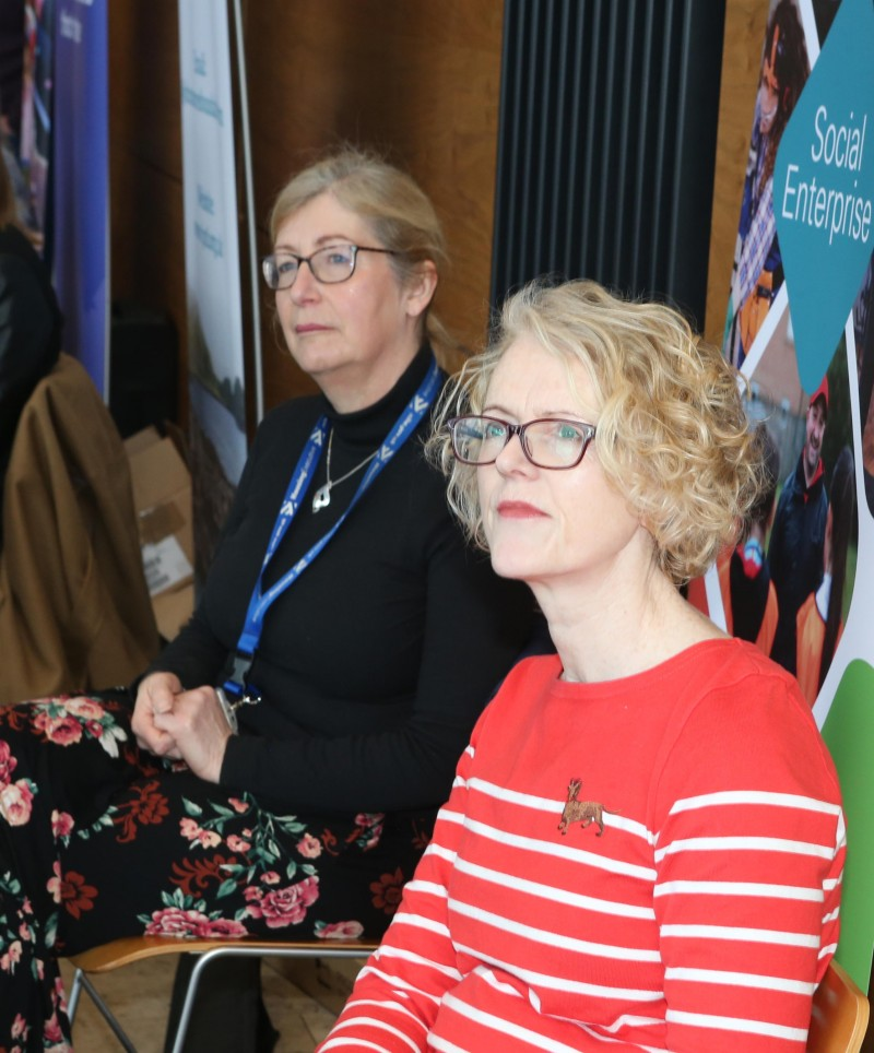 Sinead Tierney from BBC Children in Need and Gwen Tener from Northern Ireland Housing Executive pictured at the Meet the Funder event organised by Causeway Coast and Glens Borough Council.