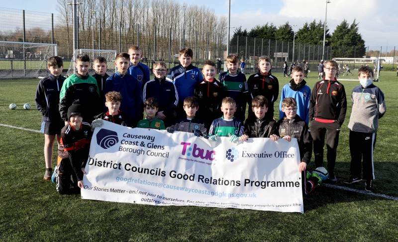 Some of the boys who took part in the ‘Different Ball Same Goal’ event in Coleraine.