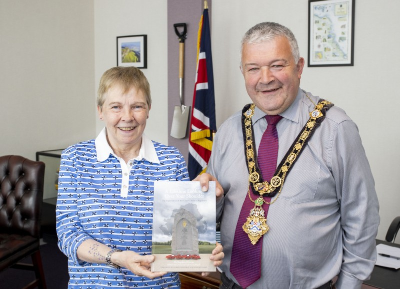Ruth Logan, Vice Chair of The Regimental Association of UDR Coleraine Branch, with Mayor of Causeway Coast and Glens, Councillor Ivor Wallace.