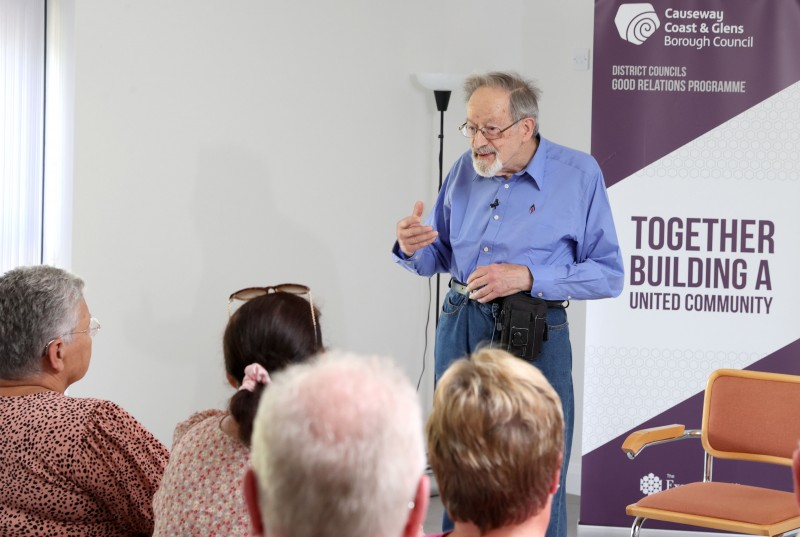 Holocaust survivor, Dr Martin Stern MBE, addresses the event in Dungiven.