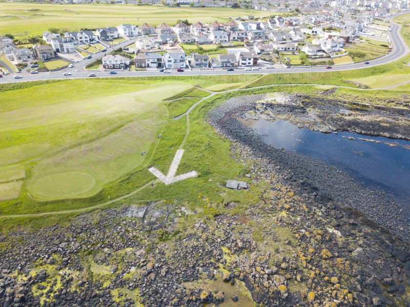 The World War II arrow has been restored near Rinagree between Portrush and Portstewart thanks to a group of dedicated community volunteers. The arrow is 25 metres long and 18 metres wide.