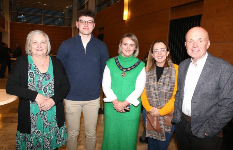 Councillor Brenda Chivers, Councillor Ciaran McQuillan, Deputy Mayor of Causeway Coast and Glens Borough Council, Councillor Kathleen McGurk, Councillor Cara McShane and Councillor Sean McGlinchey pictured at the Irish Language Week celebration in Cloonavin.