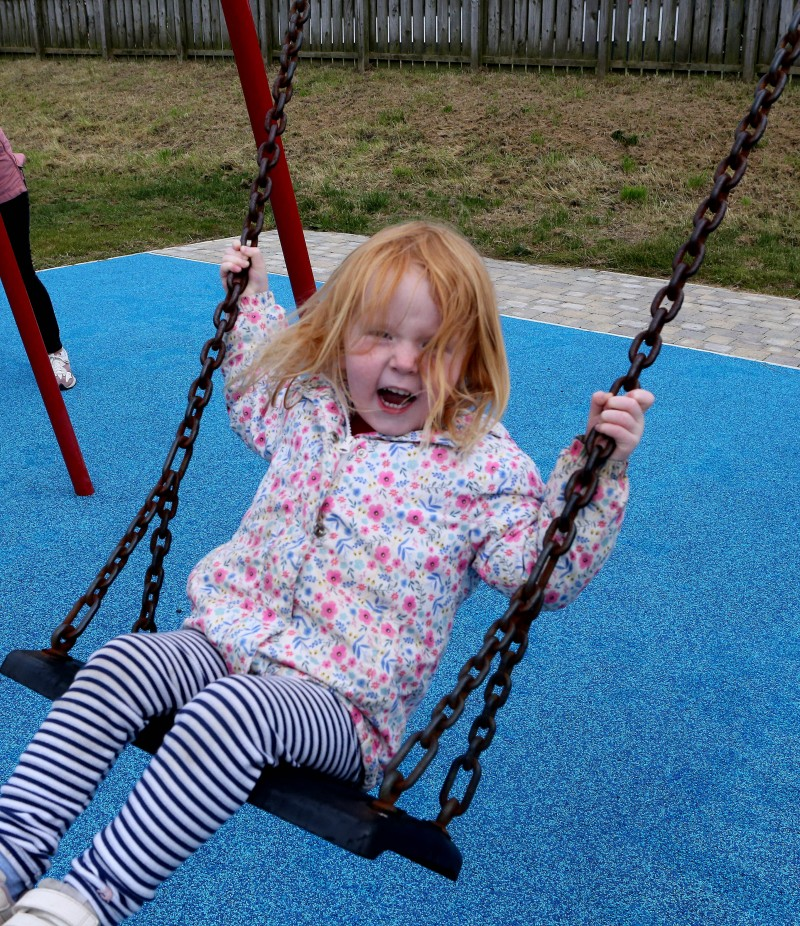 The newly renovated Islandmore Play Park in Portrush features new equipment for local children, pictured is one of the children enjoying the facilities.