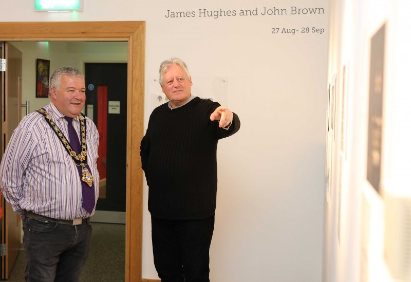 Photographer James Hughes pictured with the Mayor of Causeway Coast and Glens Borough Council, Councillor Ivor Wallace, at the launch of the Istanbul Alphabet exhibition at Roe Valley Arts and Cultural Centre.