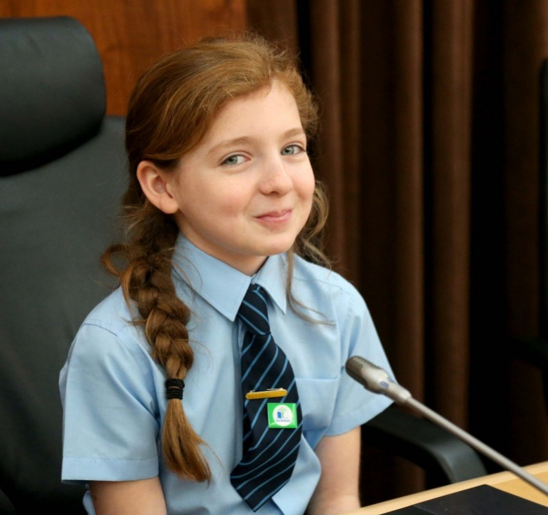 A pupil from Kilrea Primary School pictured during the visit to Cloonavin.