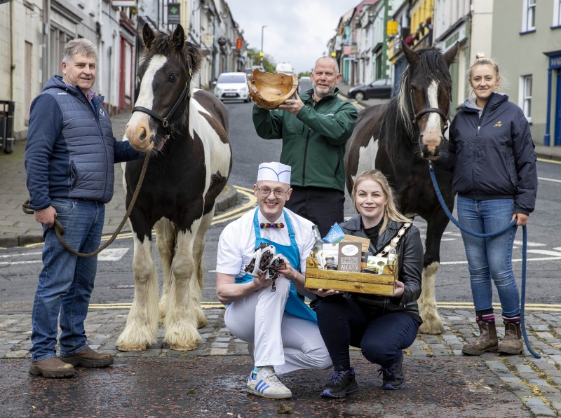 Brendan Butler, Gerard Gray, Molly McGee, Keith Douthart and Shauna McFall pictured in Ballycastle as they prepare for the return of the famous Ould Lammas Fair from Saturday 27th August – Tuesday 30th August.