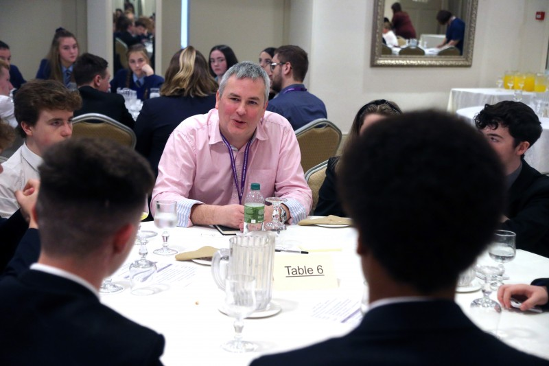 Councillor Richard Holmes pictured at the ‘Let’s Talk’ event with pupils from local secondary schools.