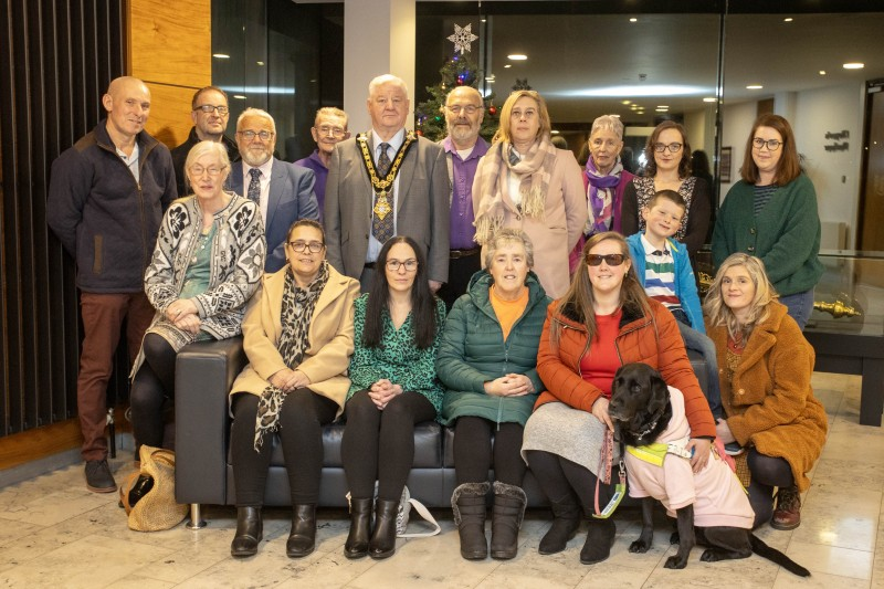 Mayor of Causeway Coast and Glens Borough Council, Councillor Steven Callaghan with Roe Valley Ancestral Researchers (RVAR) volunteers.