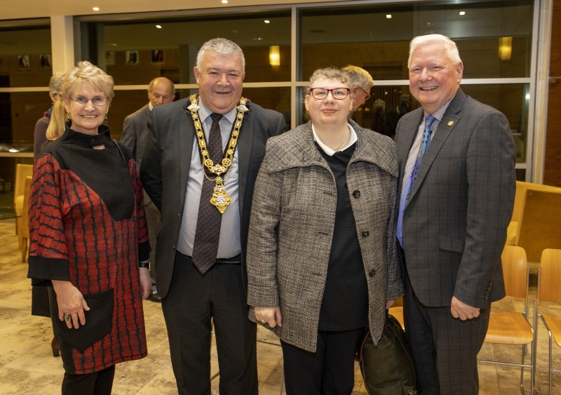 James Perry (right), Deputy Lieutenant for County Antrim, pictured with his wife Patricia and daughter Sarah along with the Mayor of Causeway Coast and Glens Borough Council, Councillor Ivor Wallace at the event in Cloonavin.