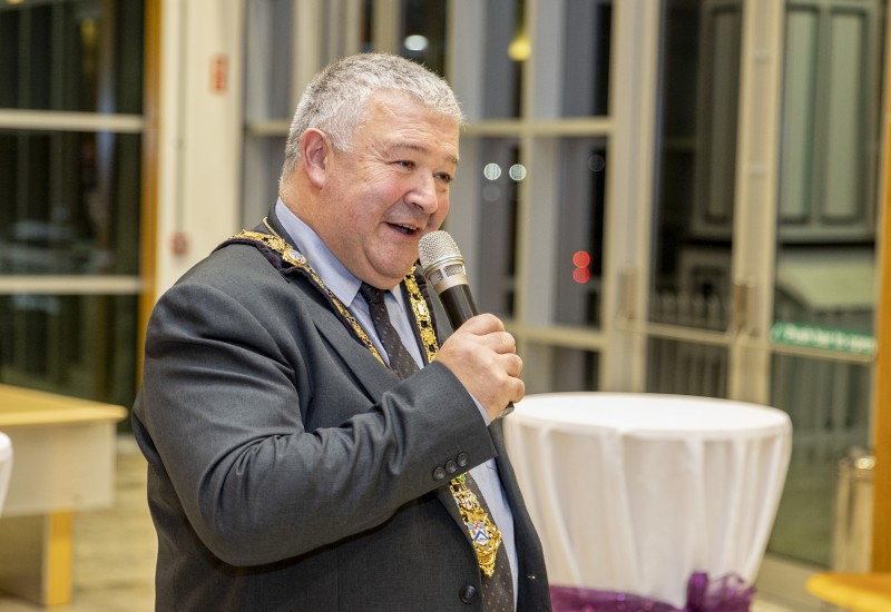 The Mayor of Causeway Coast and Glens Borough Council, Councillor Ivor Wallace, speaks at the event.