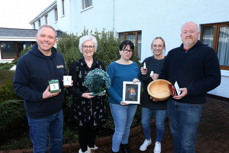 Joe Rea, Maggie Duffin, Grainne Dixon, Daniella O’Hara and Richard Phelan who took part in the skills development workshop for traders from Causeway Speciality Market and Naturally North Coast and Glens Artisan Market.