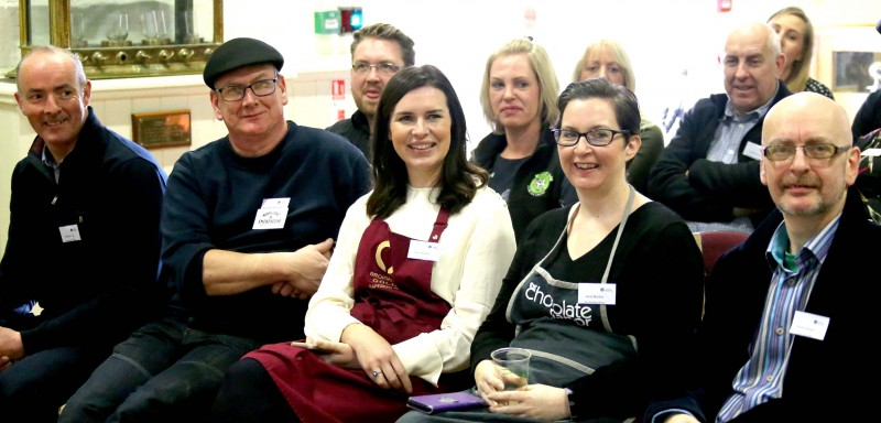 Niall Delargy, Glenballyeamon Eggs, Ruairidh Morrison, North Coast Smokehouse, Leona Kane, Broighter Kane, Geri Martin, The Chocolate Manor and Zach Gallagher, Irish Foodie Guide pictured at the Meet The Maker event organised by Causeway Coast and Glens Borough Council's Tourism Team as part of Taste Causeway, a nine-day food celebration across the destination including Wendy Gallagher of Causeway Coast Foodie Tours and Sharon Scott, Invest NI facilitator for Causeway Coast and Glens Food Network Collaborative Growth Programme.