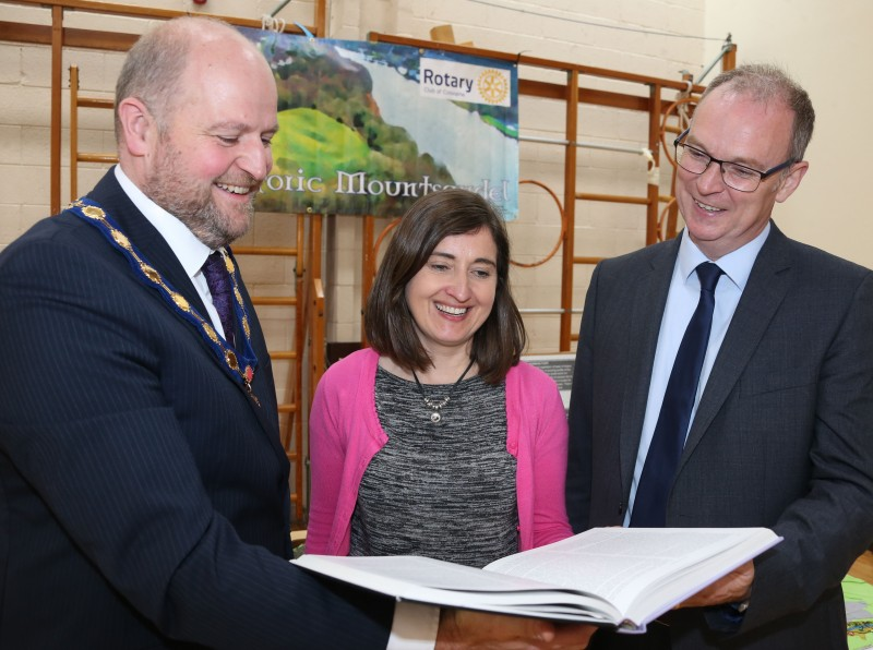 The Deputy Mayor of Causeway Coast and Glens Borough Council Councillor Trevor Clarke pictured with Siobhan Burns, Principal of St Malachy’s Primary School, Coleraine and Chris Murdock, Principal of the Irish Society Primary School, Coleraine.