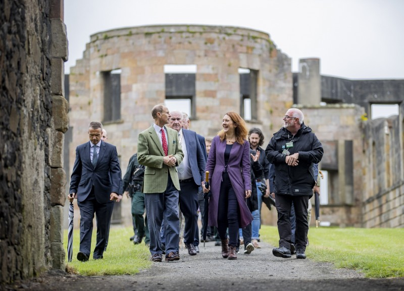 The Duke of Edinburgh chats with Heather McLachlan, National Trust Director for Northern Ireland during the Council-led Royal visit to the borough.