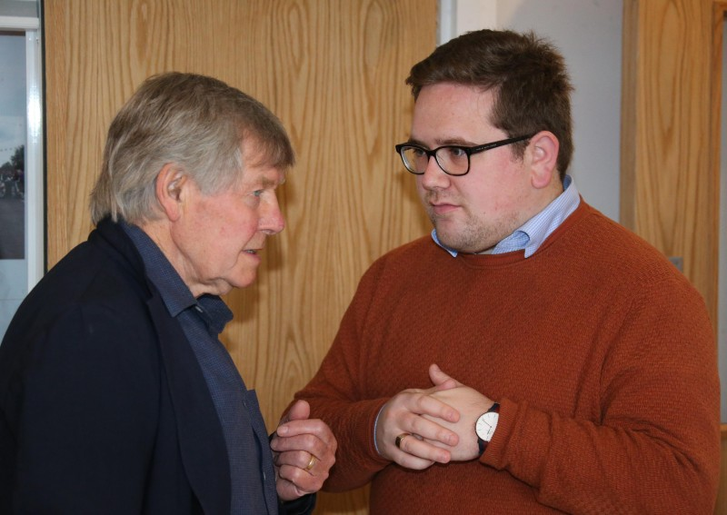 Councillor Aaron Callan pictured with a participant who took part in the tour of Limavady Orange Heritage Centre.
