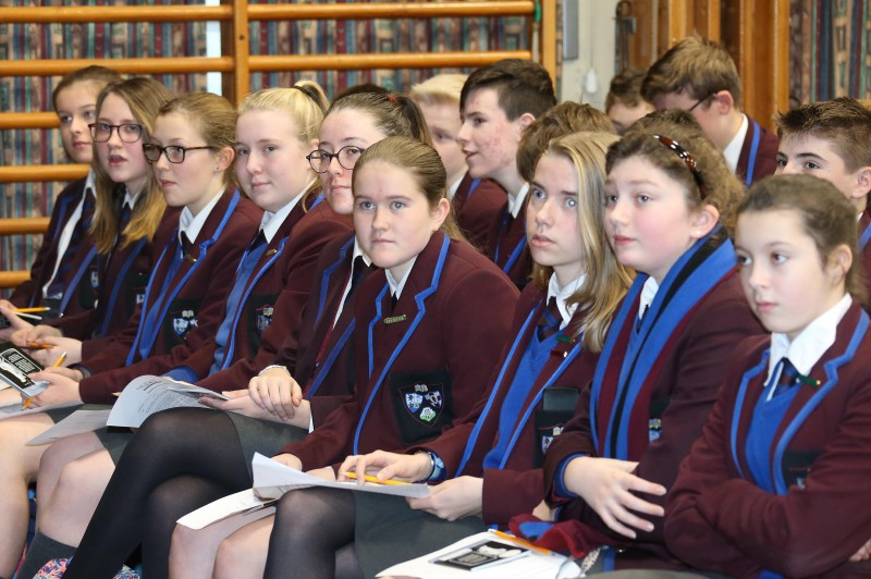 Pupils from Dalriada School in Ballymoney pictured at the cyber safety performance ‘Control Alt Delete’ held in their school recently.