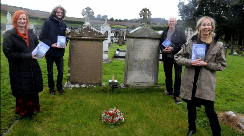 Rosemary Henderson, who wrote the book, pictured with family members Dermot Henderson (Rosemary's son), brother Neil McLaughlin and sister Patricia McLaughlin