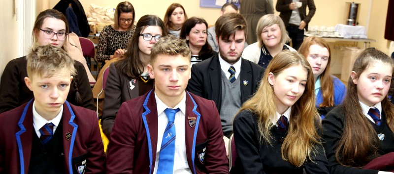 Pictured are pupils who attended a special talk in Ballymoney Museum about the Great War and its legacy.
