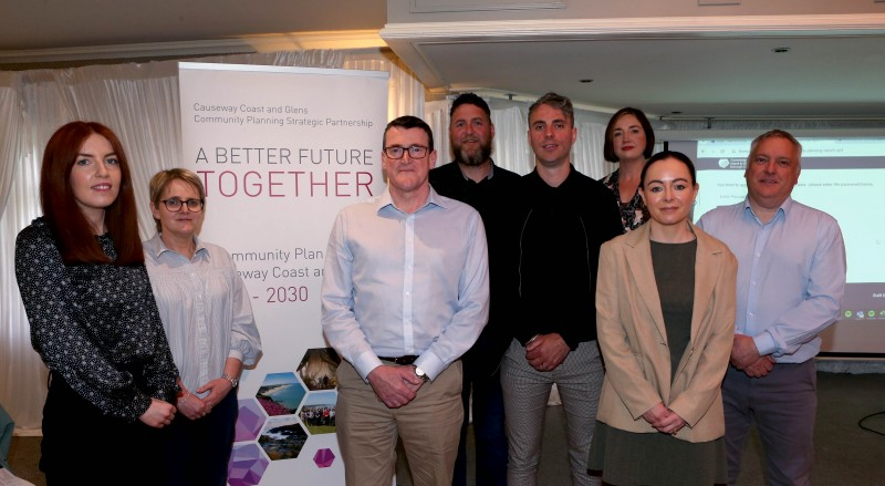 Leah Glass, Northern Health and Social Care Trust; Avril Sharkey, Department for Communities; Simon Sloan, Department for Communities; Michael McCaffrey, PCSP officer; Liam Hinphey, Age Friendly Coordinator; Elizabeth Craig, Multi-Disciplinary Team; Bronagh Crory, Northern Health Trust, and Roger Downey, Sport & Wellbeing Development Unit Manager CCGBC.