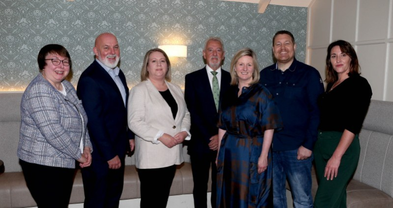 Pictured at the Community Planning conference in the Bushtown Hotel, Coleraine are (L-R) Elizabeth Beattie, Head of Policy and Community Planning CCGBC; Marc McGerty, Labour Market Partnership manager CCGBC; Louise Scullion, Community Development Manager CCGBC; Gary Mullan, Community Planning Officer CCGBC; Grainia Long, Northern Ireland Housing Executive; Ricky Wight, CEO and founder of Vineyard Compassion and Bebhinn McKinley, Community Planning Officer CCGBC.