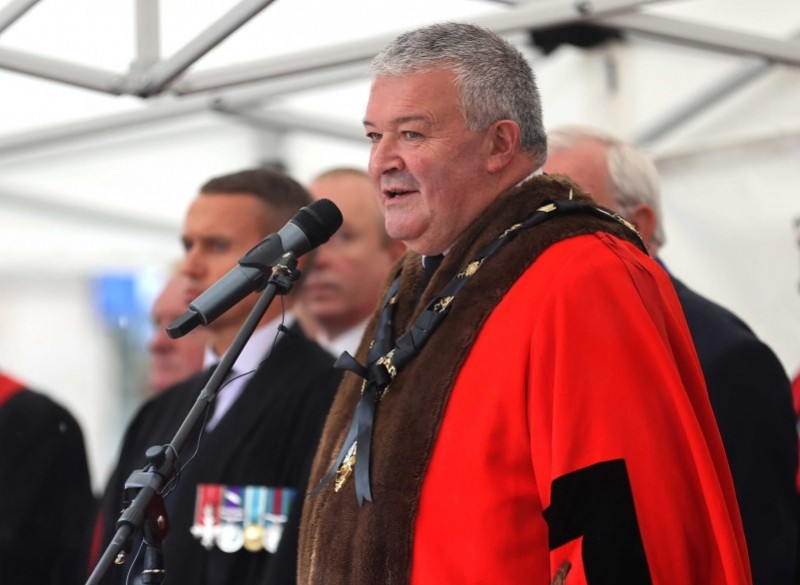 The Mayor of Causeway Coast and Glens Borough Council Councillor Ivor Wallace pictured the Accession Proclamation for County Londonderry held in Coleraine on Sunday 11th September 2022.